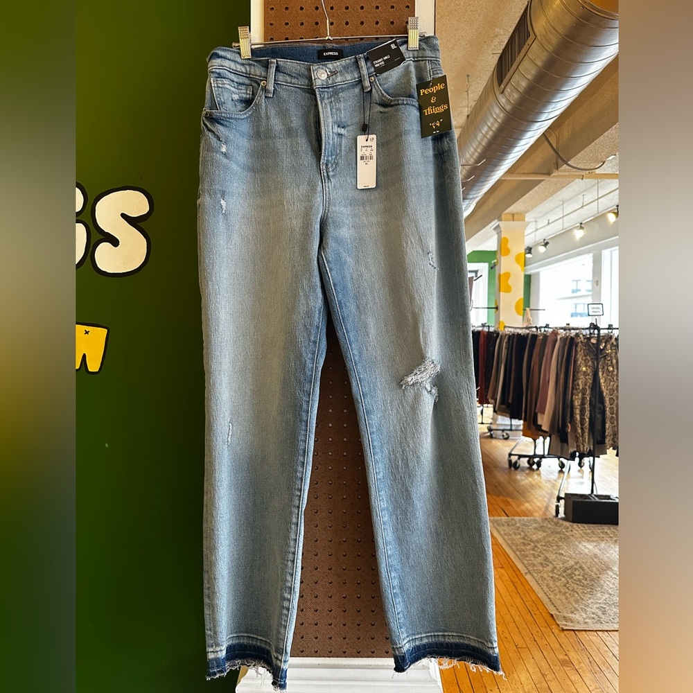 Express High Rise Straight Ankle Jeans